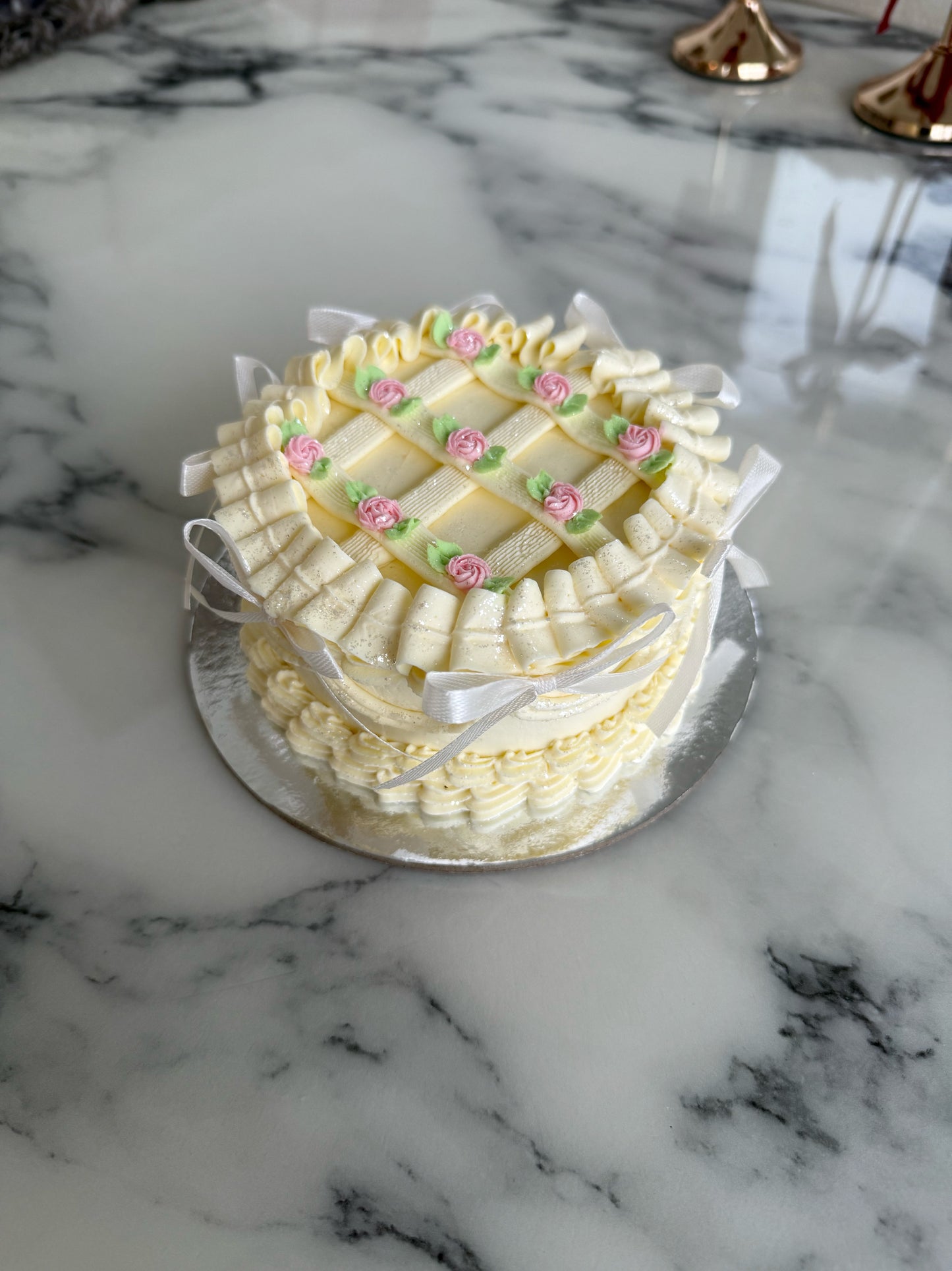 Rose Lattice Cake (No-Fat Cream Cheese Frosting)