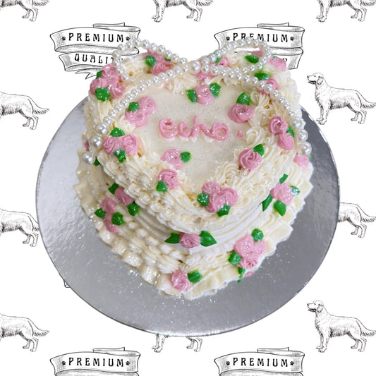 Mini Heart Pearl Ribbon Cake(Yogurt Cream Cheese)