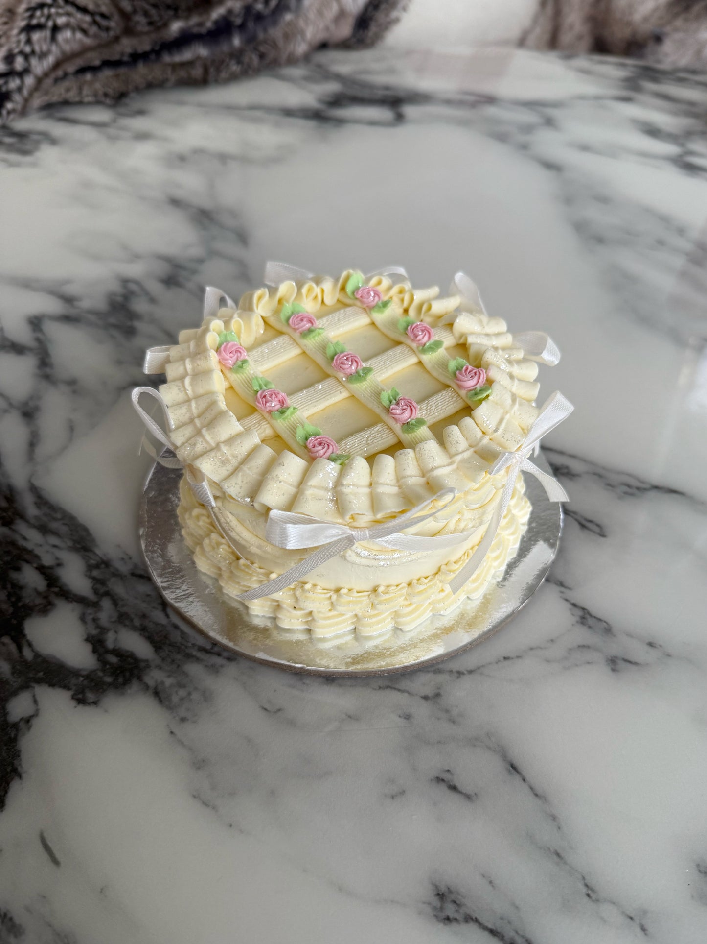 Rose Lattice Cake (No-Fat Cream Cheese Frosting)