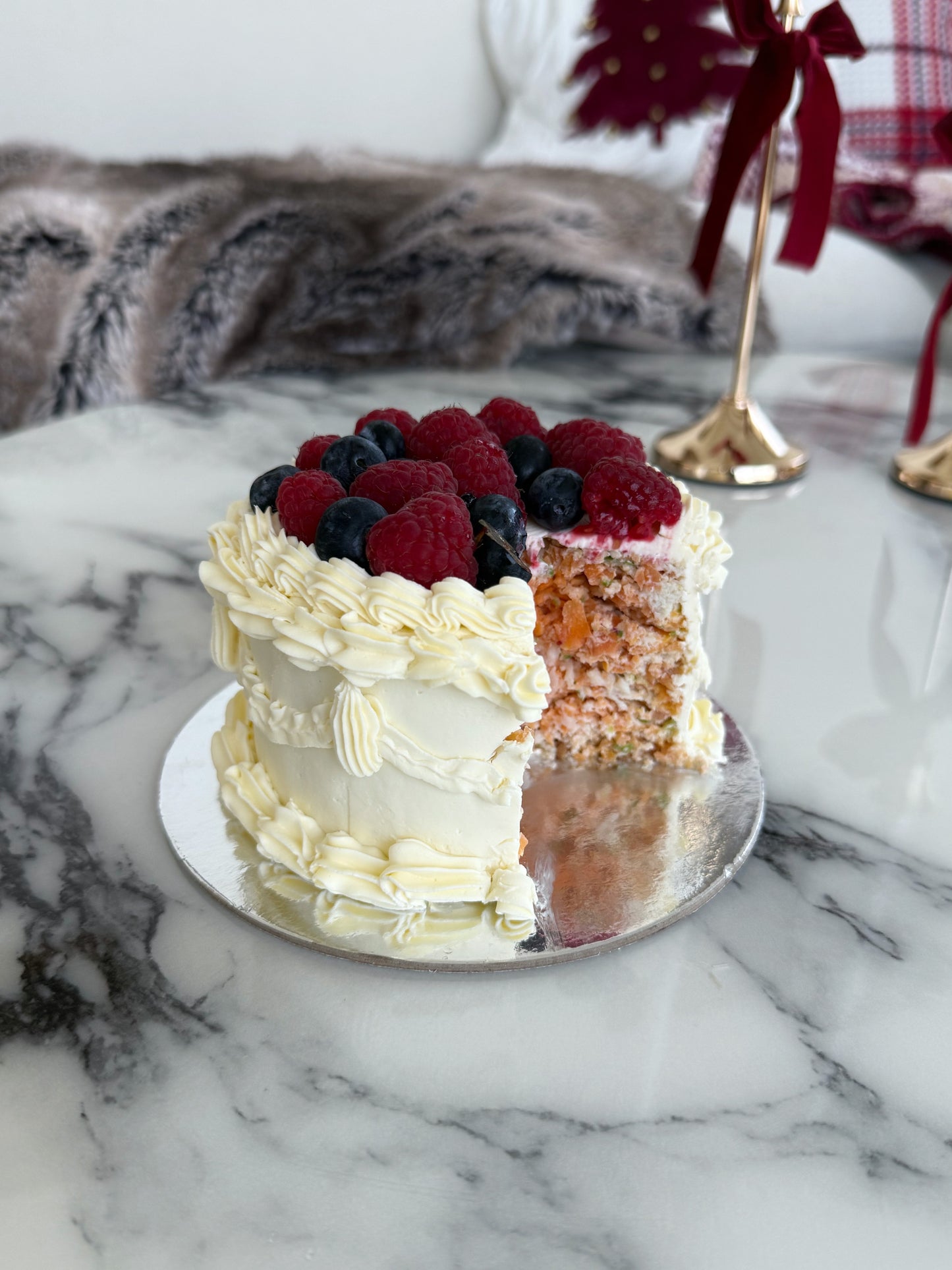 Mini Heart Cherry Cake (No-Fat Cream Cheese Frosting)
