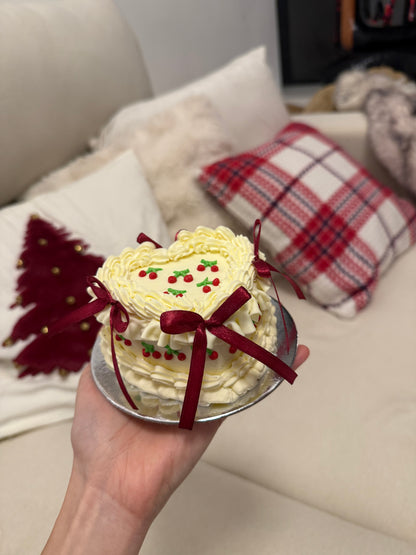 Mini Heart Cherry Cake (No-Fat Cream Cheese Frosting)