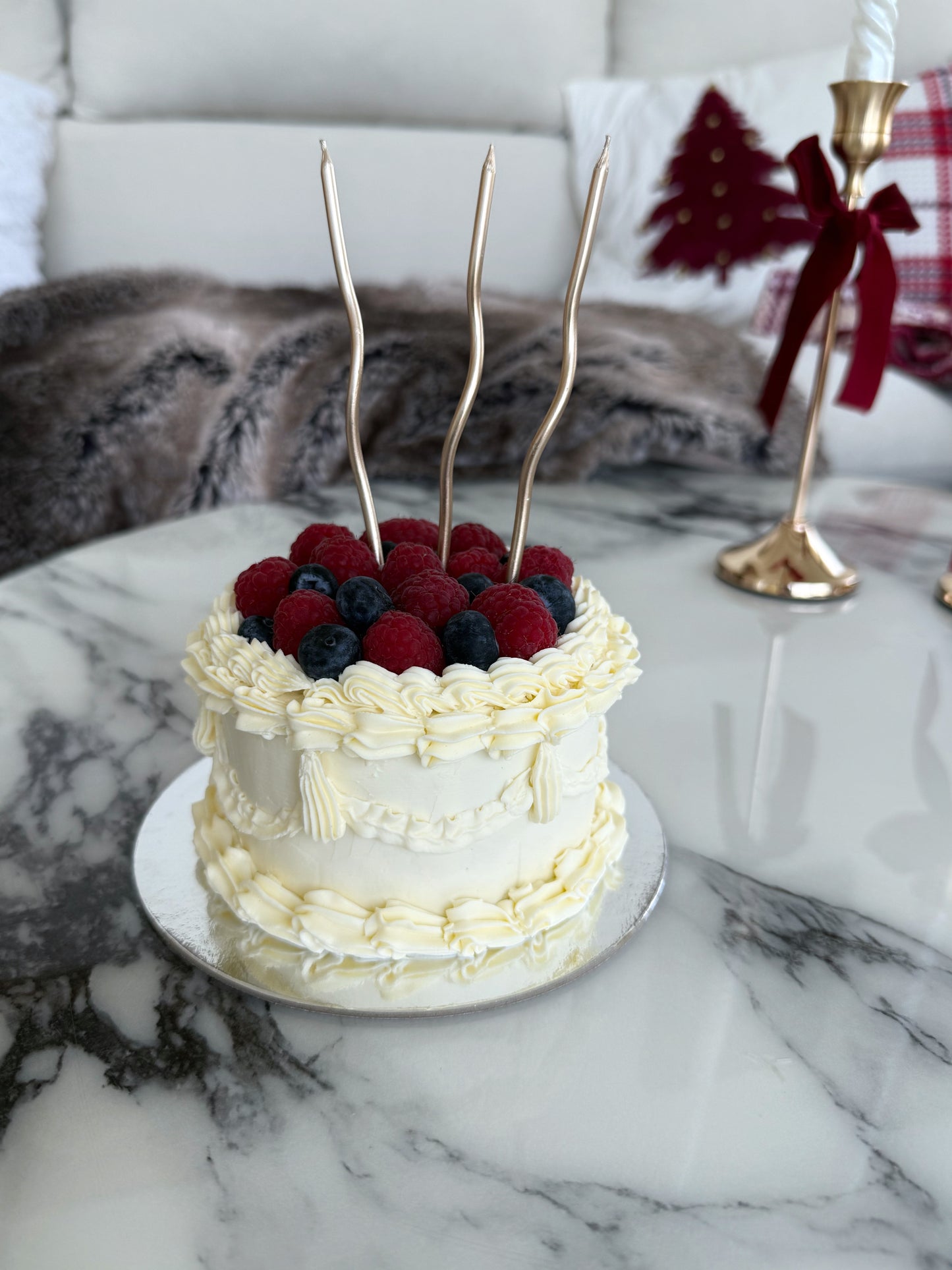 Berries Cake (No-Fat Cream Cheese Frosting)