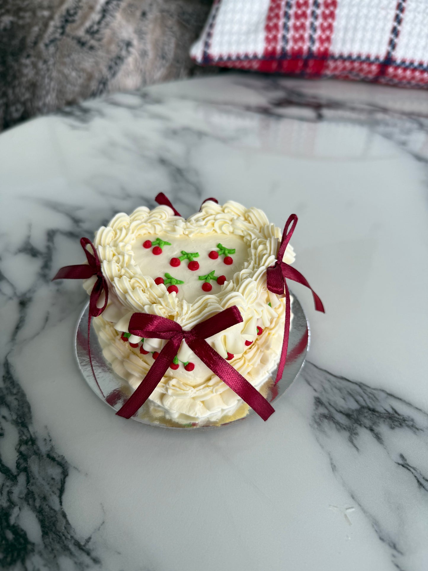 Mini Heart Cherry Cake (No-Fat Cream Cheese Frosting)