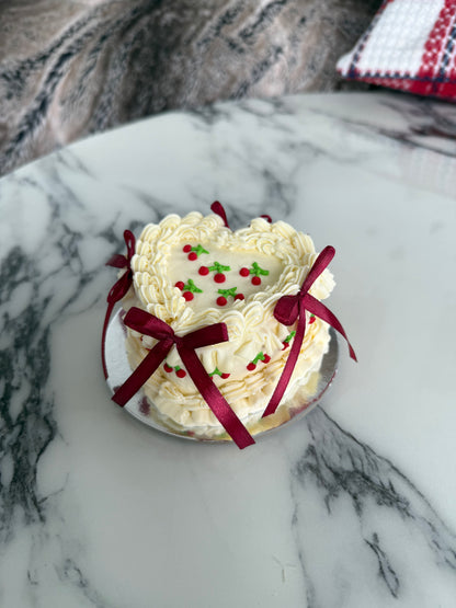 Mini Heart Cherry Cake (No-Fat Cream Cheese Frosting)